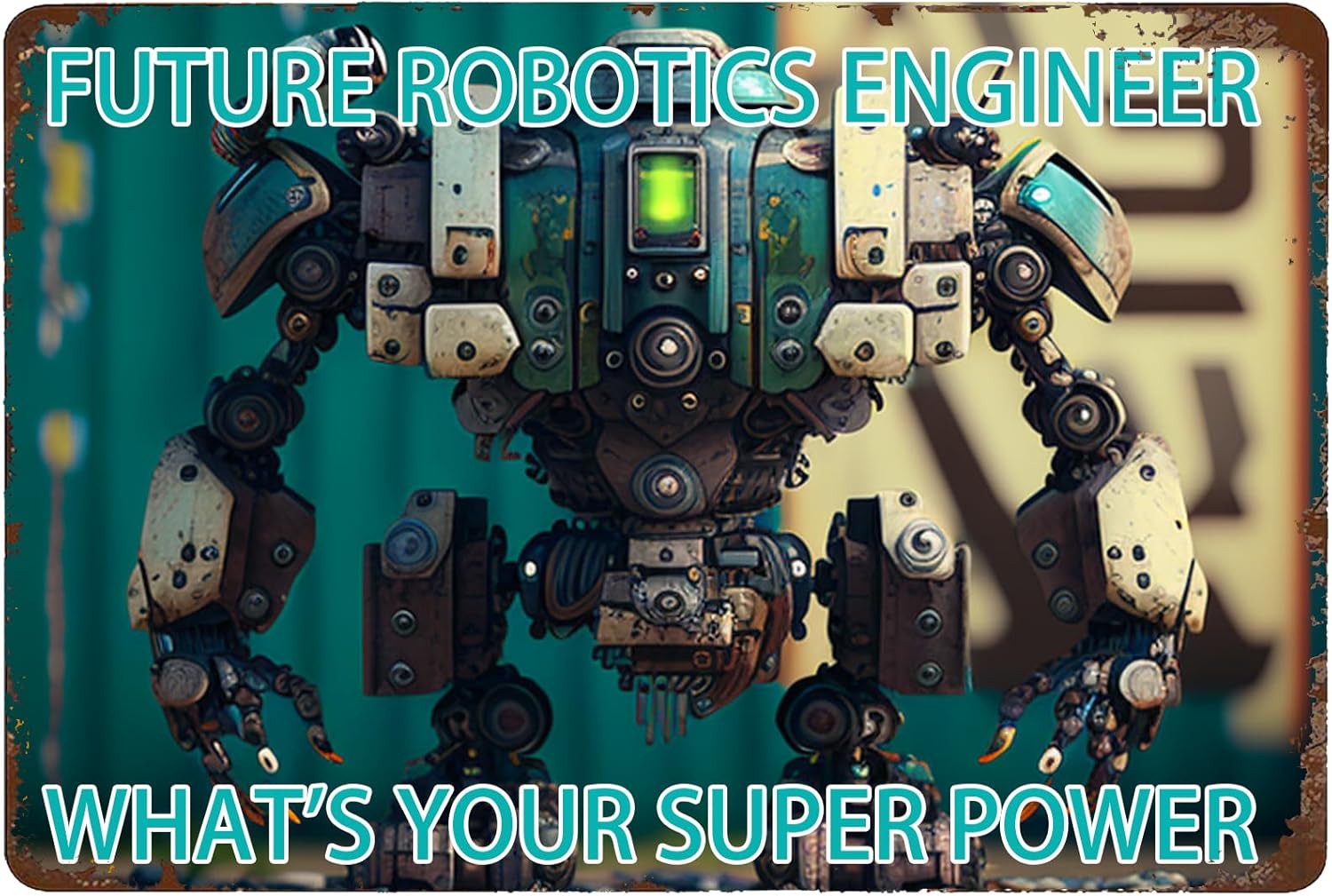 Tech Office Wall Decor - Papan Tanda Logam Insinyur Robotika 8X12IN