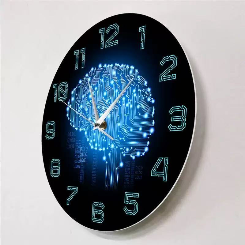 Tech Office Wall Decor - Jam Dinding Tech Brain Kode Biner