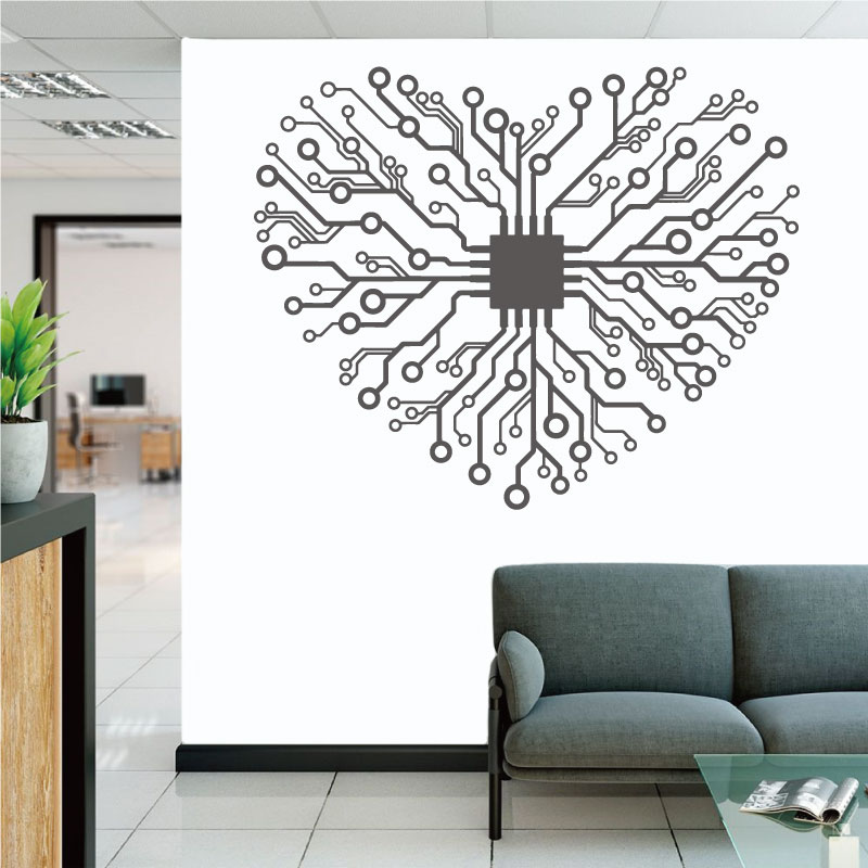 Tech Office Wall Decor - Cinta Chip Teknologi Perusahaan Kantor Vinyl