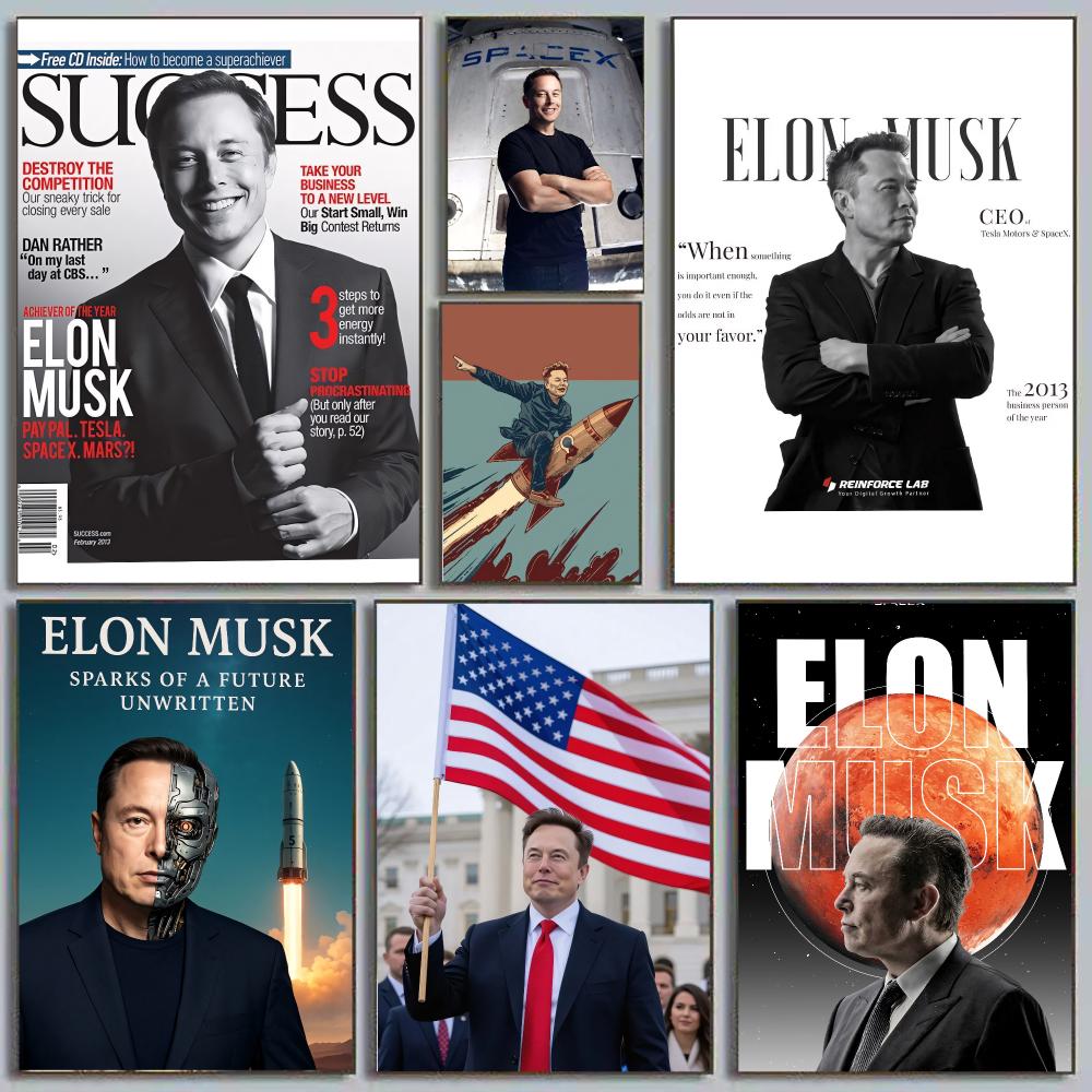 Tech Office Wall Decor - Elon Musk, Pemimpin Teknologi, CEO SpaceX,