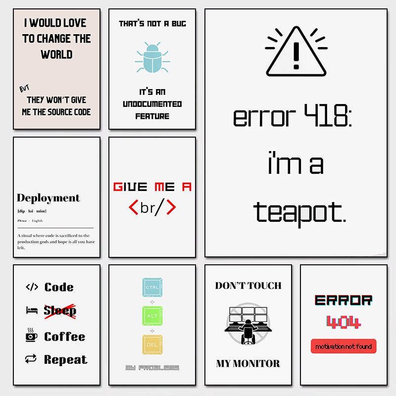 Office Tech Software - Poster Programmer Lucu Error 418 Saya