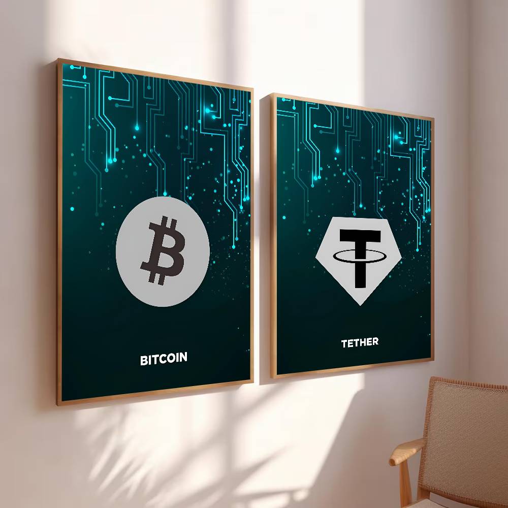 Poster Simbol Kripto Sirkuit T - Tech Office Wall Decor ulasan dan harga