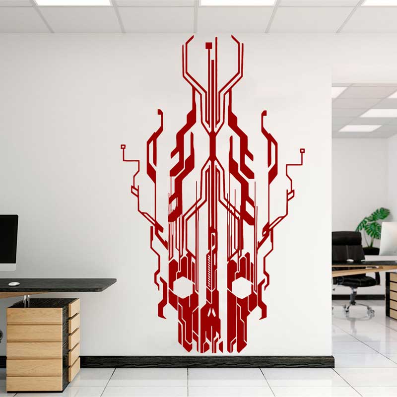 Chip Sirkuit Teknologi Tengkor - Tech Office Wall Decor ulasan dan harga