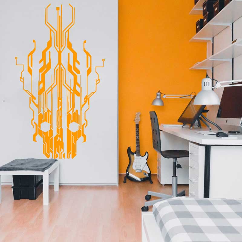 Chip Sirkuit Teknologi Tengkor - Tech Office Wall Decor ulasan dan harga
