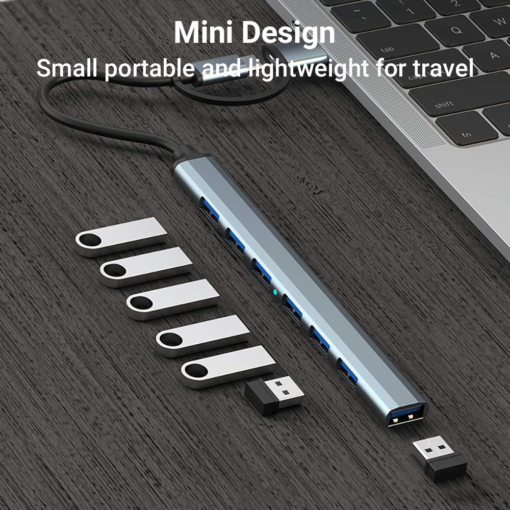 7 in 2 USB C Hub Expander Mult - Multi Port Usb Hub ulasan dan harga