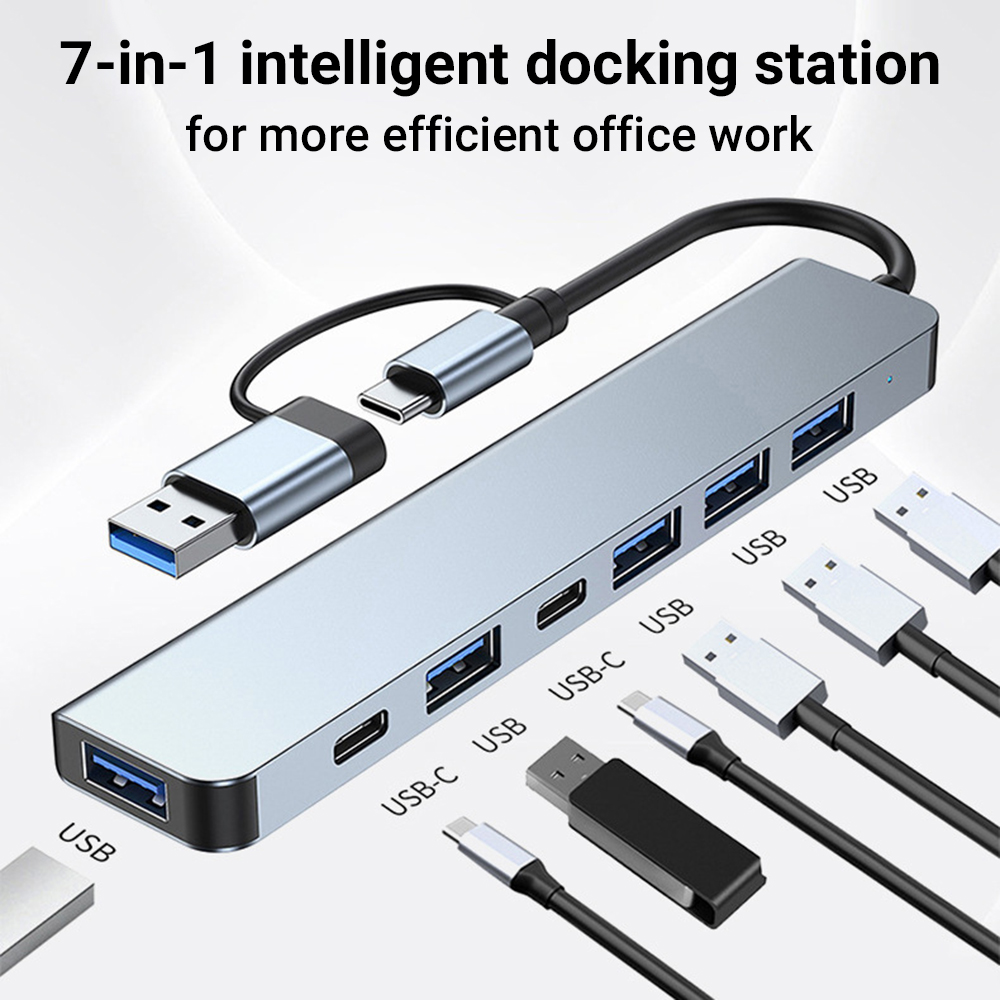 7 in 2 USB C Hub Expander Mult - Multi Port Usb Hub ulasan dan harga