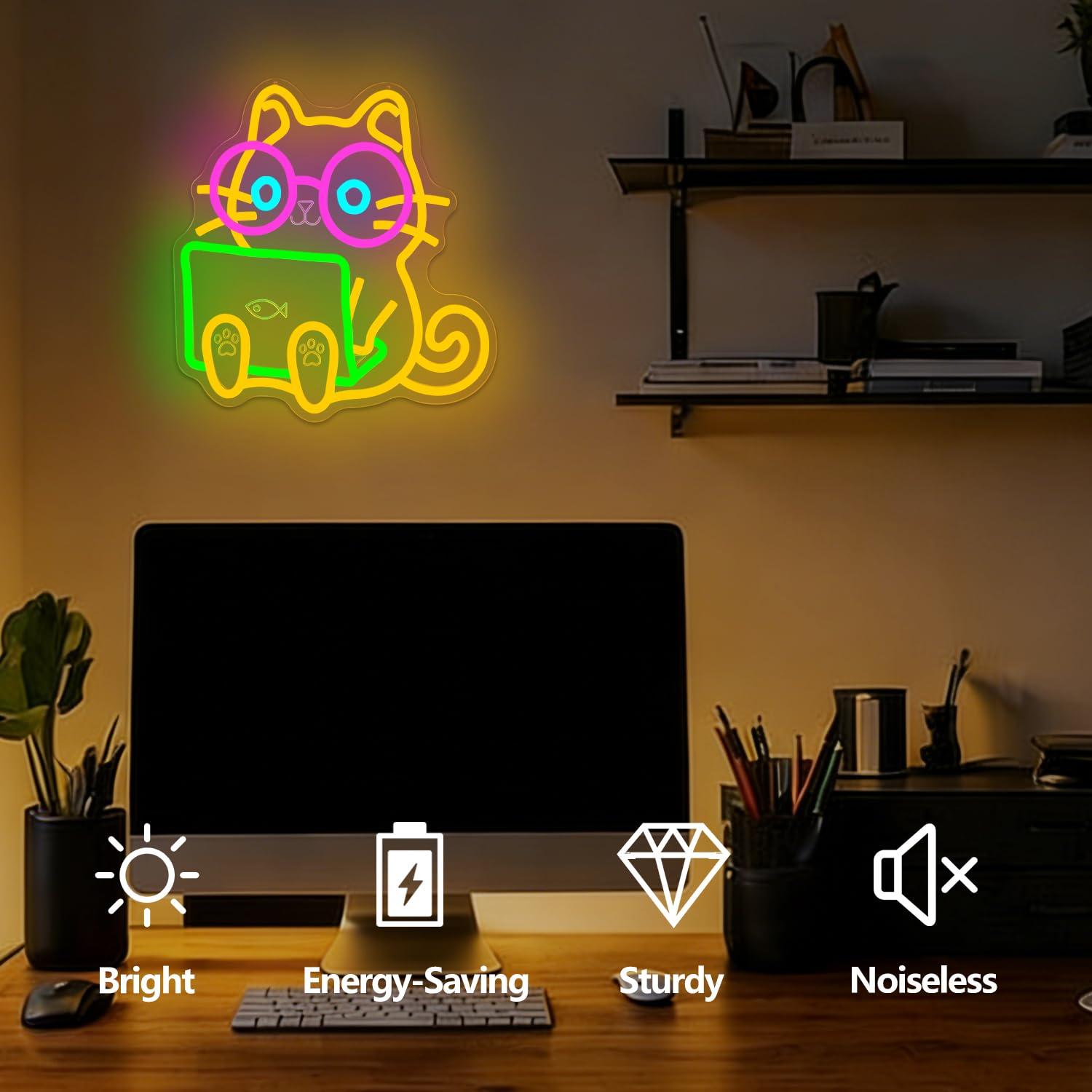 Lampu LED USB Neon Sign Laptop - Tech Office Wall Decor ulasan dan harga