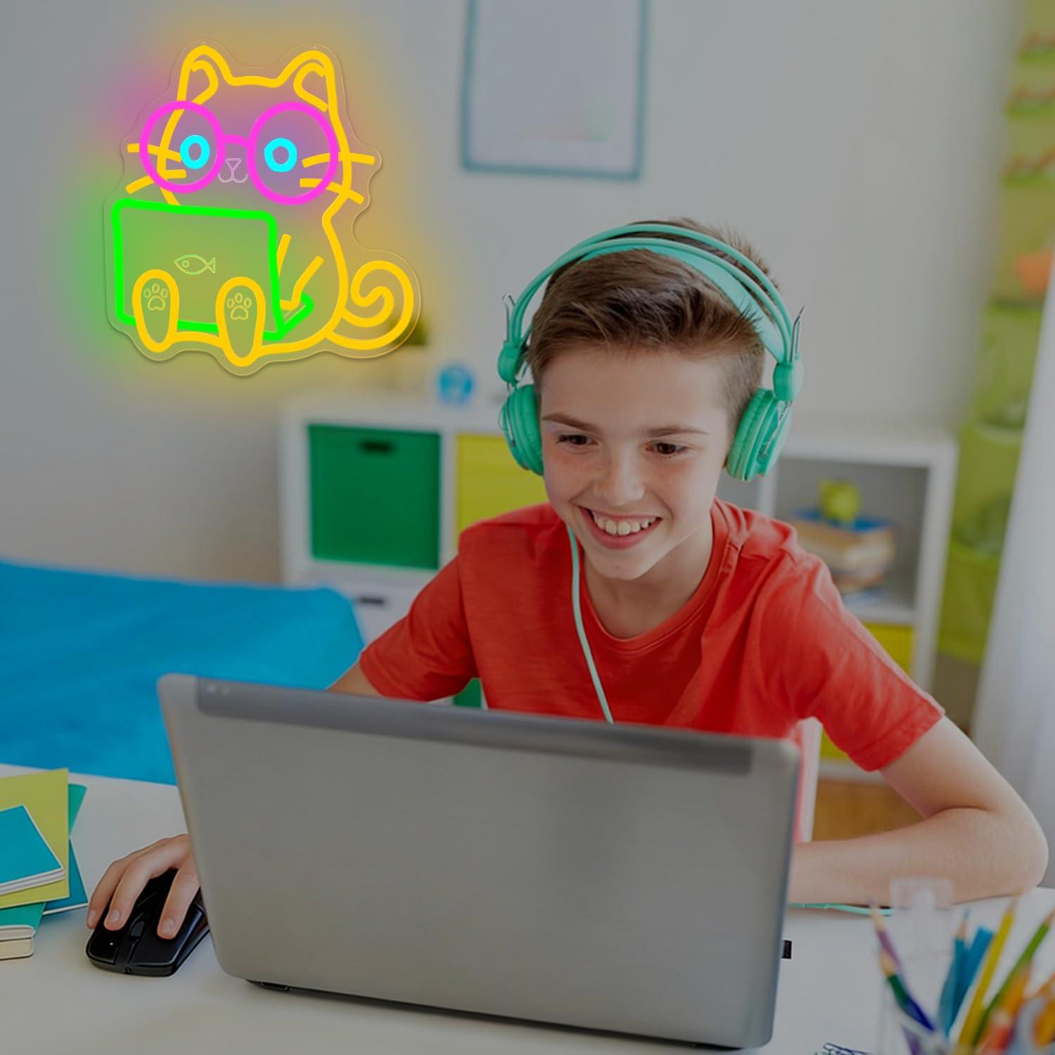 Lampu LED USB Neon Sign Laptop - Tech Office Wall Decor ulasan dan harga