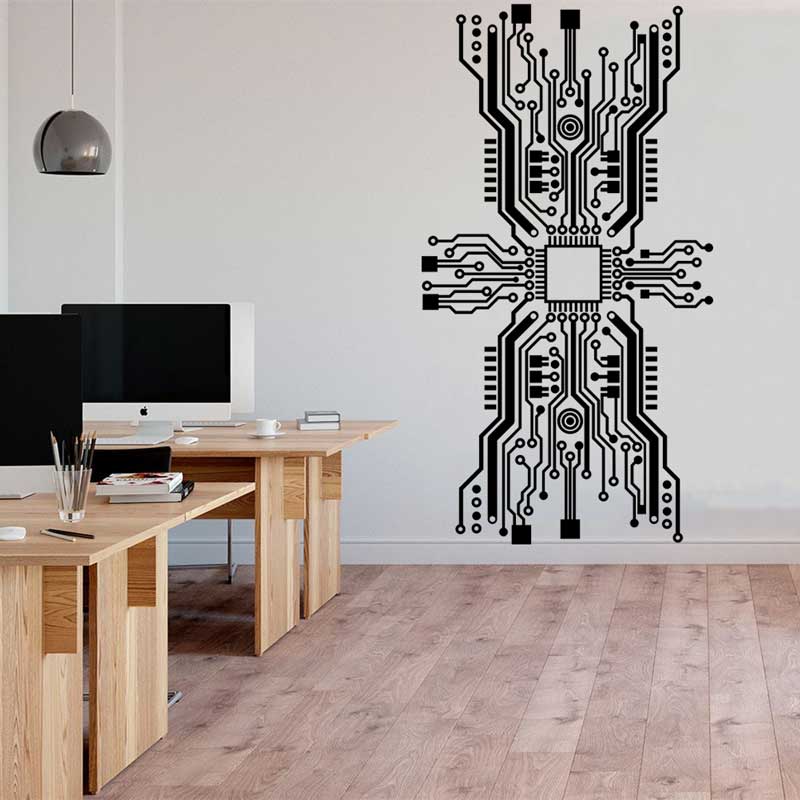 Stiker Dinding Chip Papan Sirk - Tech Office Wall Decor ulasan dan harga