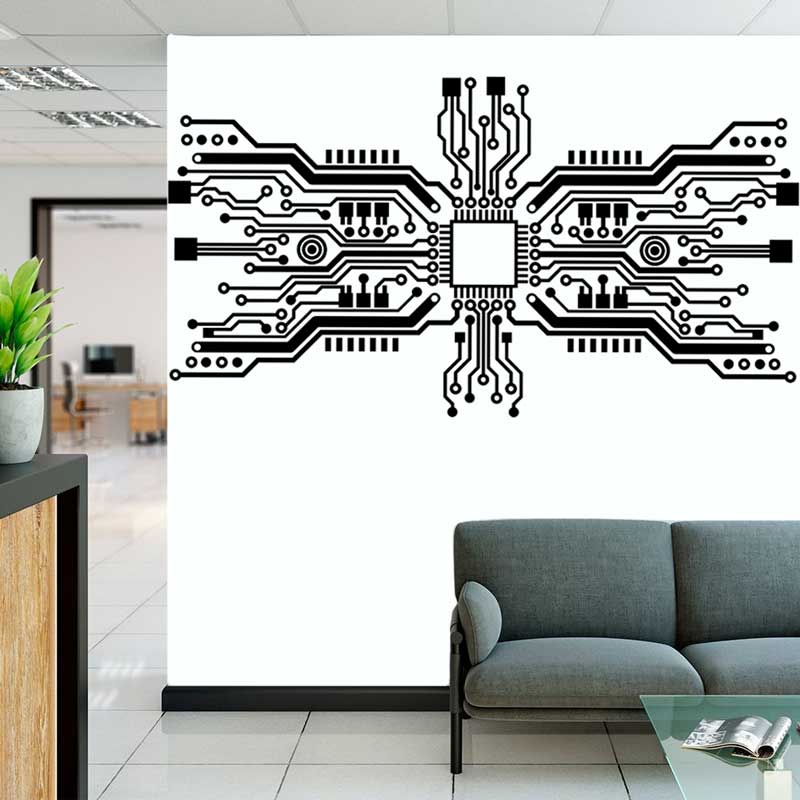 Stiker Dinding Chip Papan Sirk - Tech Office Wall Decor ulasan dan harga